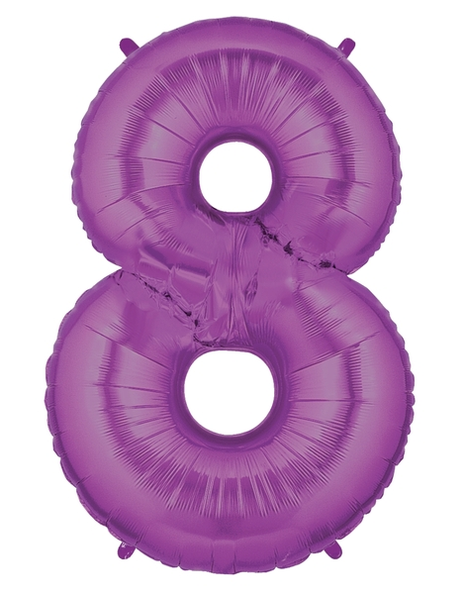 34in Betallic Purple Number 8 Megaloons - Joker Party Supply