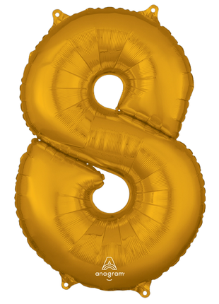 26in Anagram Gold Number 8 Balloon - Joker Party Supply