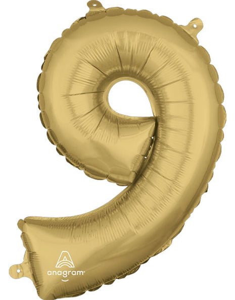 34in Anagram White Gold Number 9 Balloon - Joker Party Supply