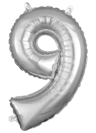 16in Anagram Air-Filled Silver Number 9 Balloon - Joker Party Supply