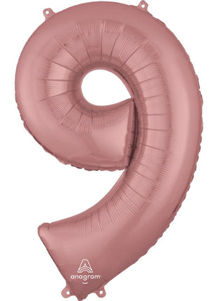 Globo con anagrama número 9 de oro rosa de 34 pulgadas