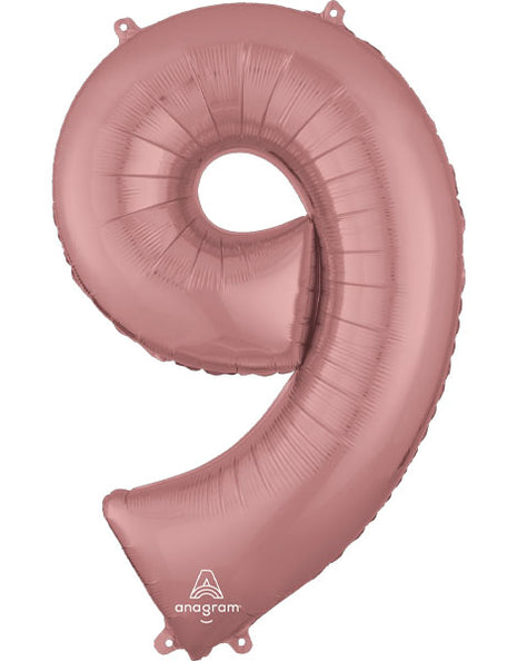 Globo con anagrama número 9 de oro rosa de 34 pulgadas