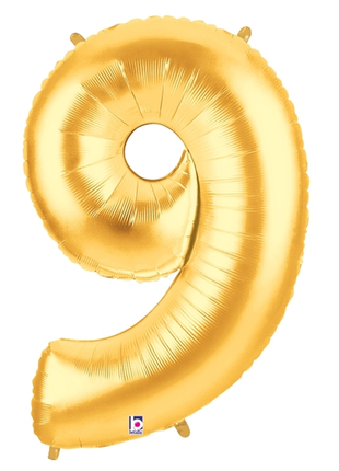 34in Betallic Gold Number 9 Megaloons - Joker Party Supply