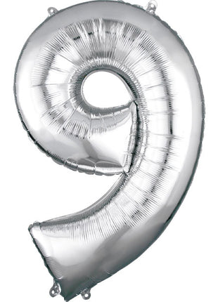 34in Anagram Silver Number 9 Balloon - Joker Party Supply