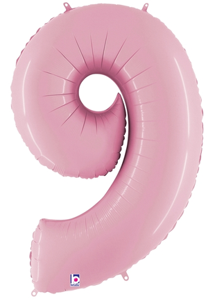 34in Betallic Pastel Pink Number 9 Megaloons - Joker Party Supply