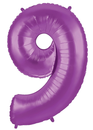 34in Betallic Purple Number 9 Megaloons - Joker Party Supply
