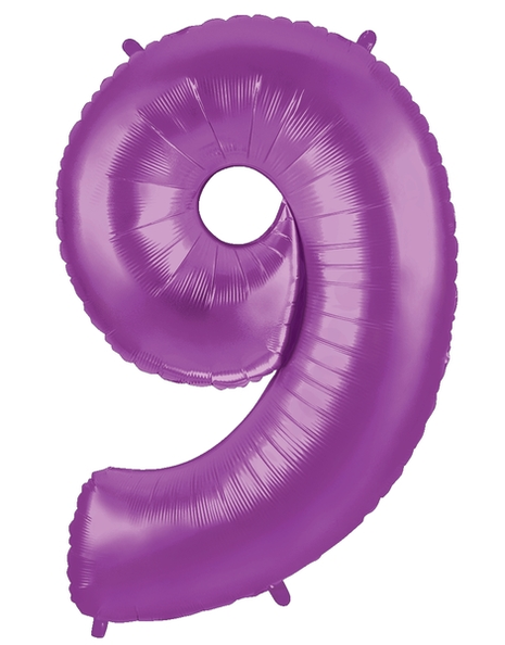 34in Betallic Purple Number 9 Megaloons - Joker Party Supply