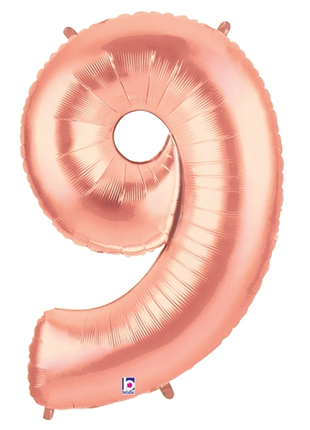 34in Betallic Rose Gold Number 9 Megaloons - Joker Party Supply