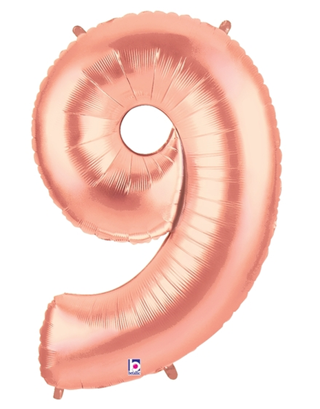 34in Betallic Rose Gold Number 9 Megaloons - Joker Party Supply