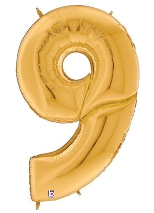 64in Betallic Gold Number 9 Gigaloons - Joker Party Supply