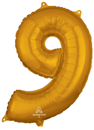 26in Anagram Gold Number 9 Balloon - Joker Party Supply