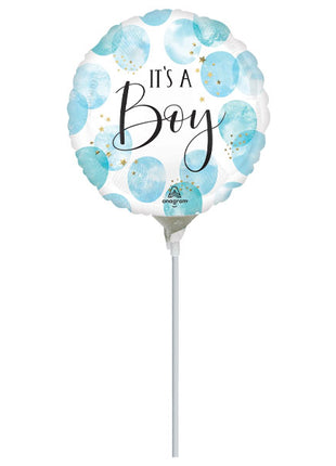 9in Anagram Baby Boy Blue Watercolor Balloon (Heat Seal Required)