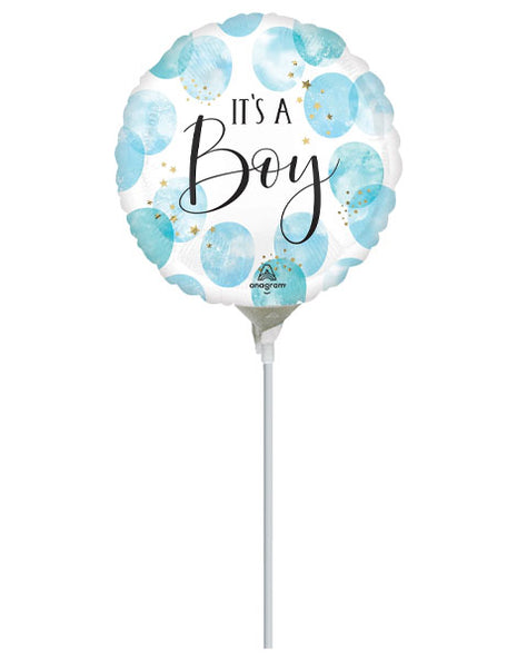 9in Anagram Baby Boy Blue Watercolor Balloon (Heat Seal Required)