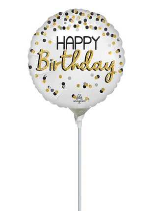 9in Anagram Black Silver Gold Birthday Balloon (Heat Seal Required)
