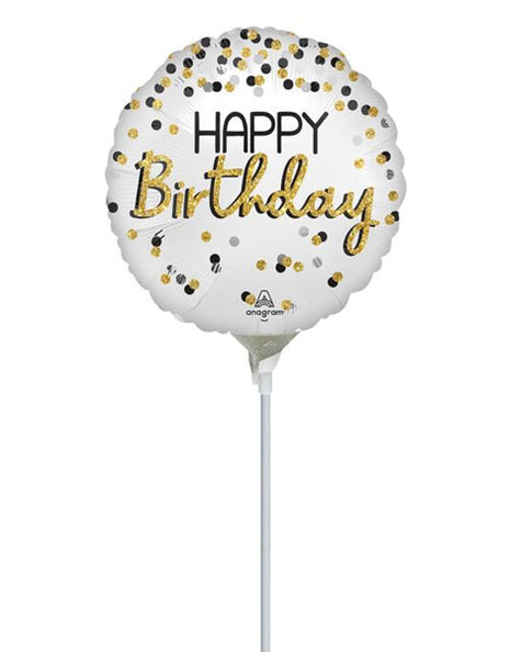 9in Anagram Black Silver Gold Birthday Balloon (Heat Seal Required)