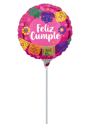 9in Anagram Feliz Cumpleanos Papel Picado Balloon (Heat Seal Required)