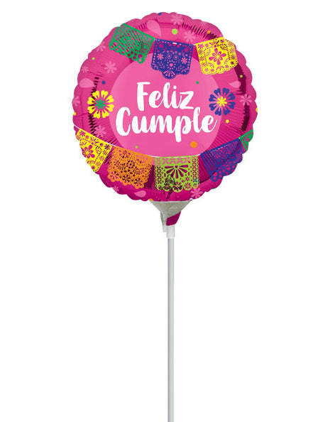 9in Anagram Feliz Cumpleanos Papel Picado Balloon (Heat Seal Required)