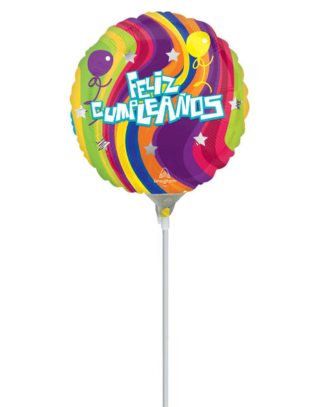 9in Anagram Feliz Cumpleanos Remolino Balloon (Heat Seal Required)