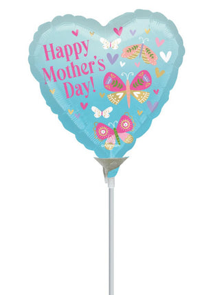 9in Anagram Happy Mother's Day Butterflies Balloon (Heat Seal Required)