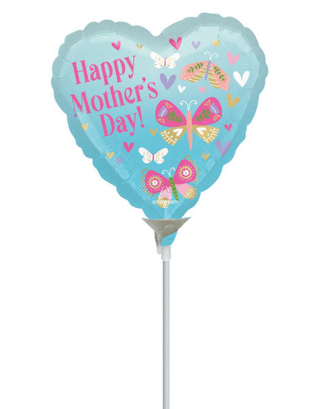 9in Anagram Happy Mother's Day Butterflies Balloon (Heat Seal Required)