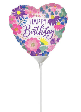 9in Anagram Happy Brithday Garden Florals Balloon (Heat Seal Required)