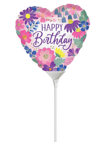 9in Anagram Happy Brithday Garden Florals Balloon (Heat Seal Required)