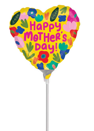 9in Anagram Happy Mother's Day Hothouse Petals Heart Balloon (Heat Seal Required)