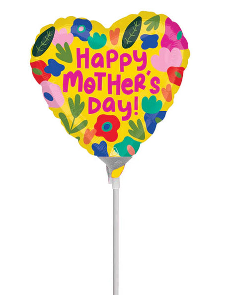 9in Anagram Happy Mother's Day Hothouse Petals Heart Balloon (Heat Seal Required)