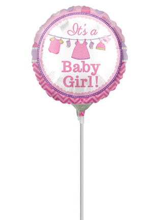 9in Anagram It's A Girl Hearts & Dots Balloon (Heat Seal Required)