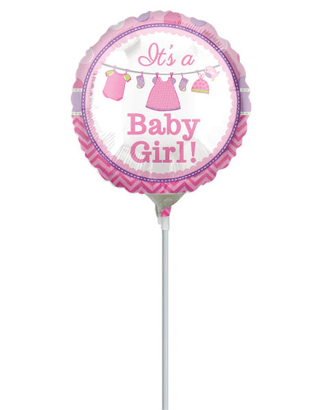 9in Anagram It's A Girl Hearts & Dots Balloon (Heat Seal Required)