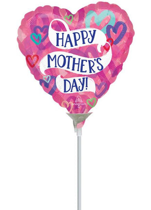 9in Anagram Mother's Day Layered Hearts Balloon  (Heat Seal Required)