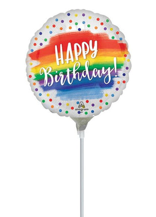 9in Anagram Satin Happy Birthday Dots Balloon (Heat Seal Required)