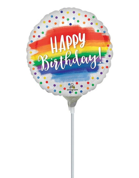 9in Anagram Satin Happy Birthday Dots Balloon (Heat Seal Required)