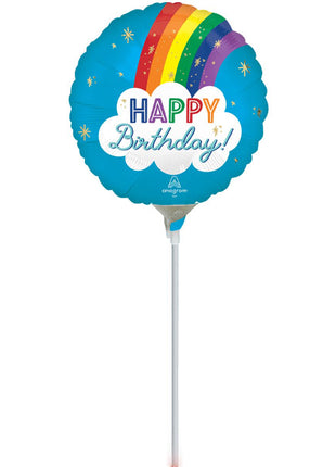 9in Anagram Satin Happy Birthday Rainbow Balloon (Heat Seal Required)