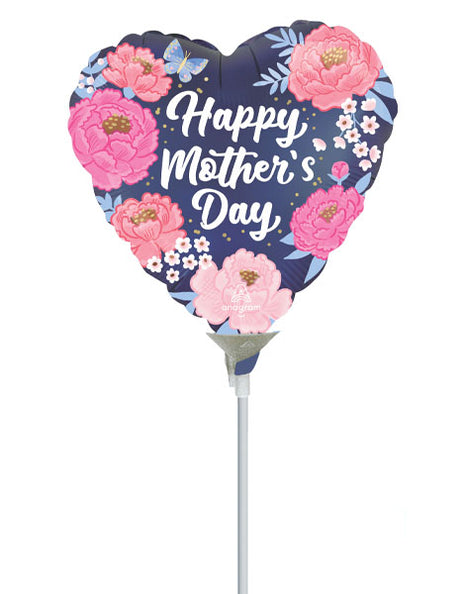 9in Anagram Satin Happy Mothers Day Peony Garden Balloon (Heat Seal Required)