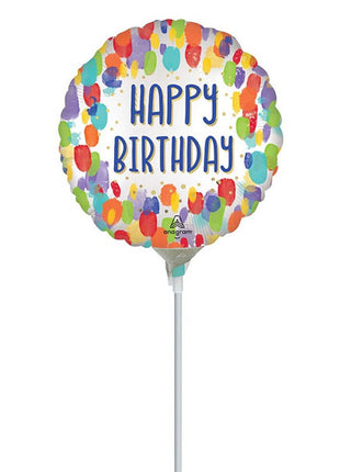 9in Anagram Satin Satin Painterly Dot Birthday Balloon (Heat Seal Required)