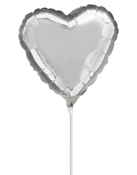 9in Anagram Silver Solid Heart Balloon (Heat Seal Required)