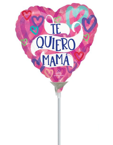 9in Anagram Te Quiero Mama Layered Hearts Balloon (Heat Seal Required)