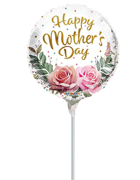9in ConverUSA Happy Mother's Day 2 Roses & Leaves Balloon (Heat Seal Required)