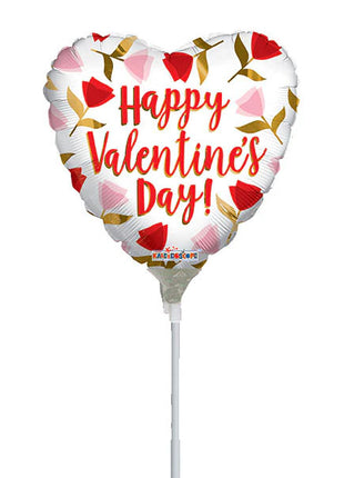 9in ConverUSA Happy Valentine Day Roses Balloon (Heat Seal Required)