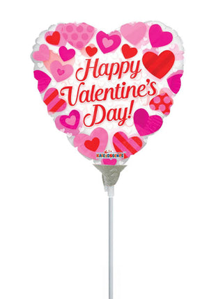 9in ConverUSA  Happy Valentine's Day Clear View Hearts Balloon (Heat Seal Required)