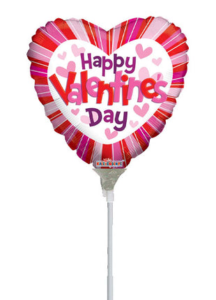 9in ConverUSA Happy Valentine's Day Hearts & Lines Balloon (Heat Seal Required)