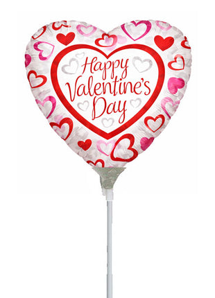 9in ConverUSA Happy Valentine's Day Patterned Hearts Balloon (Heat Seal Required)