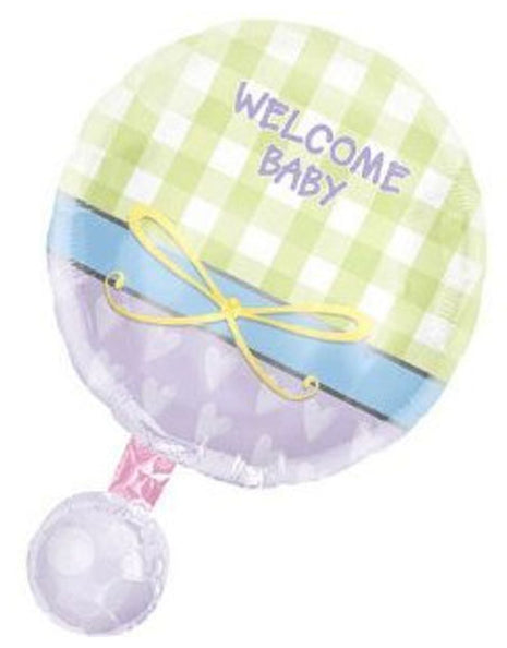 Globo personalizable con sonajero de bienvenida para bebé Amscan de 18 pulgadas