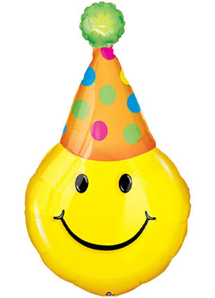 Globo de 39 pulgadas con anagrama de sonrisas de sombrero de fiesta