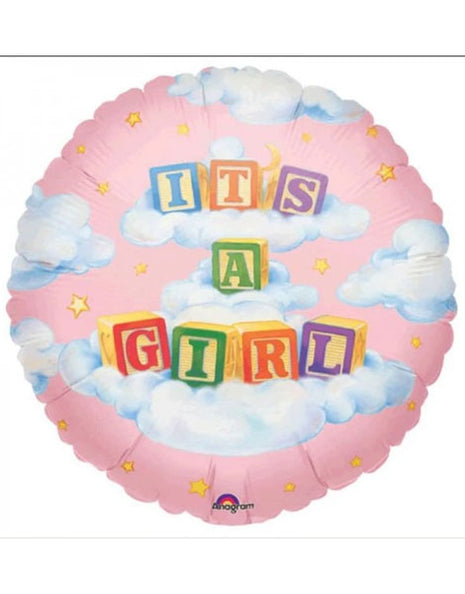 Globo de nubes con anagrama "Es una niña" de 32 pulgadas