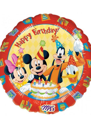 Globo de feliz cumpleaños de Mickey y sus amigos con anagrama de 18 pulgadas