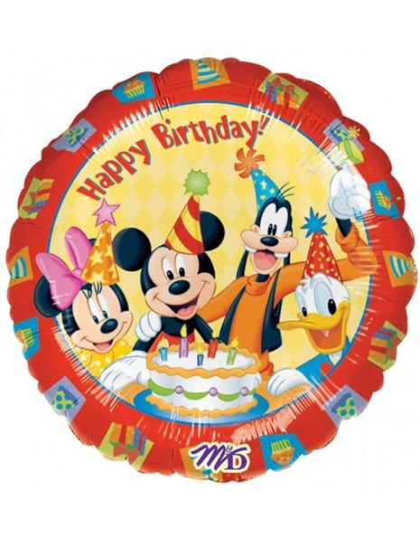 Globo de feliz cumpleaños de Mickey y sus amigos con anagrama de 18 pulgadas