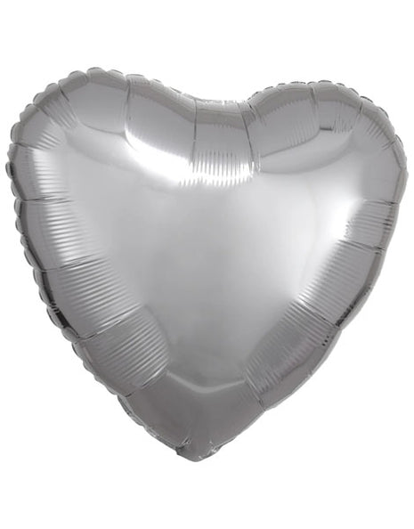 Globo de corazón plateado con anagrama de 18 pulgadas