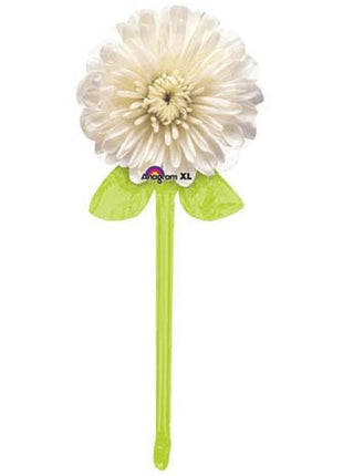 39in Anagram White Flower With Stem Balloon - Joker Party Supply